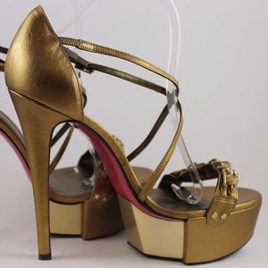 Versace Bronze Leather Platform Sandals
